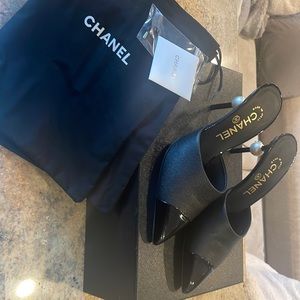 Chanel mules with pearl heel. Brand new, never worn outside. Size 36.